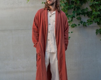 Handcrafted Linen Robe DANDELION: Washed Linen, French Seams, Hypoallergenic