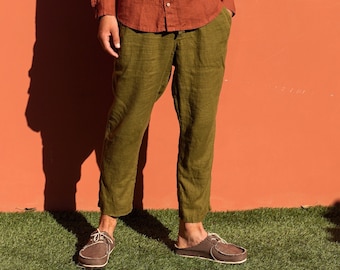 Tapered-Fit-Leinenhose für Herren FICUS. Leinen-Chinos. Leinenhose