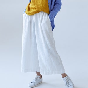 Women's Linen Pants BABIANA. Linen Palazzo Pants With Pockets. Linen Trousers. Wide Leg Pants. Loose-leg Pants