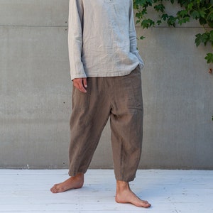 Brown linen pants