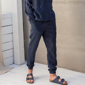 Linen Joggers for Women ARACHIS, High Waisted Linen Pants, Summer Pants