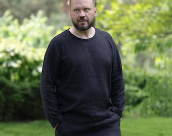 Mens Linen Sweatshirt ARTEMISIA, European 100% Linen