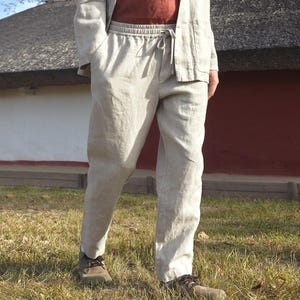 Mens Straight-Leg Linen Pants