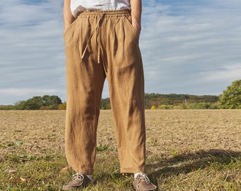 Men's Summer Linen Pants CHIA, Pleated, Straight Leg, Relaxed Fit