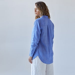 Women’s Linen Shirt HACKELIA - Button Down Collared Shirt - Relaxed Fit - Linen Blouse
