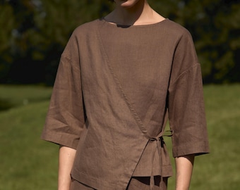 Linen Kimono Wrap Top MIMOSA