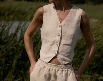 Women's Linen Vest ORCHID, Classic Waistcoat