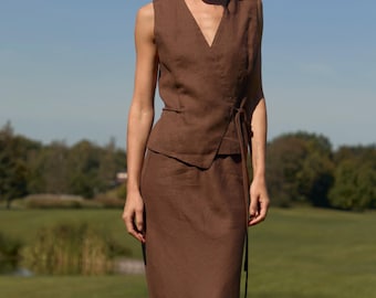 Linen Wrap Vest LILY, Kimono Style Women’s Linen Top