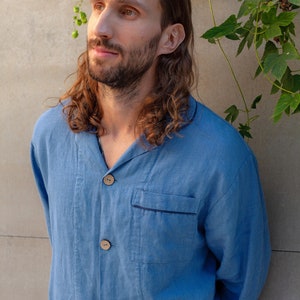 Men&#39;s Linen Pajama Set PAPAVER – Soft & Breathable, Natural Linen, French Seams