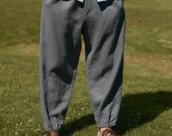 PLUM - Relaxed Linen Trousers, Loose Fit Pants, Tapered Leg