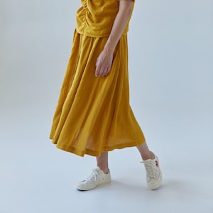 Linen Skirt With Pockets CALENDULA. Linen Midi Skirt. Long Skirt. Summer Skirt image 2