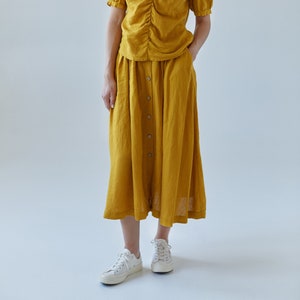 Linen Skirt With Pockets CALENDULA. Linen Midi Skirt. Long Skirt. Summer Skirt image 1