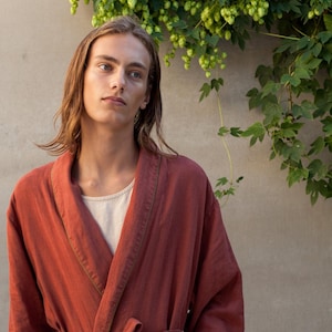 DANDELION Linen Men’s Robe - Wedding Robe - Airy Elegance