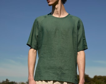 Men's Linen T-Shirt ASPEN, Raglan Sleeves, Relaxed Fit