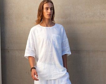 Linen Oversized Tee ANEMONE, Men's Linen T-shirt