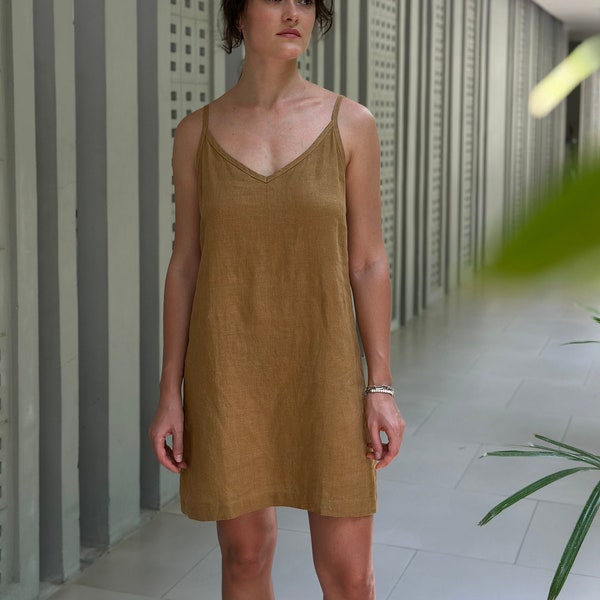 Linen Sundress MAGNOLIA. Linen Mini Dress. Summer dress. Simple Linen Dress. Tank Top Dress