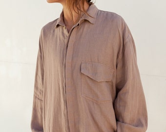 Oversized linnen herenoverhemd FREESIA - Stone Washed Button Up