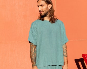 Mens Linen T-Shirt ABIES, Basic Tee, Natural Fiber Shirt