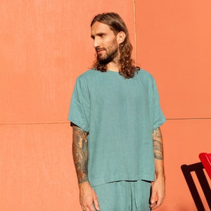 ABIES Linen T-Shirt, Summer Basic Tee, Organic Natural Shirt