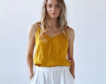 Linen Camisole Top TORENIA: European Flax, V-Neck Cami