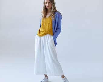 Women's Linen Pants BABIANA, Linen Palazzo Pants With Pockets, Linen Trousers, Wide Leg Linen Pants, Loose-leg Pants, French Seams