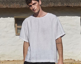 Men's Linen T-Shirt ABIES, Natural Breathable Linen, Relaxed Fit