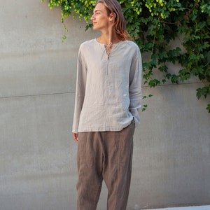 Womens Linen Pants COCOS, 100% Linen Trousers zdjęcie 4