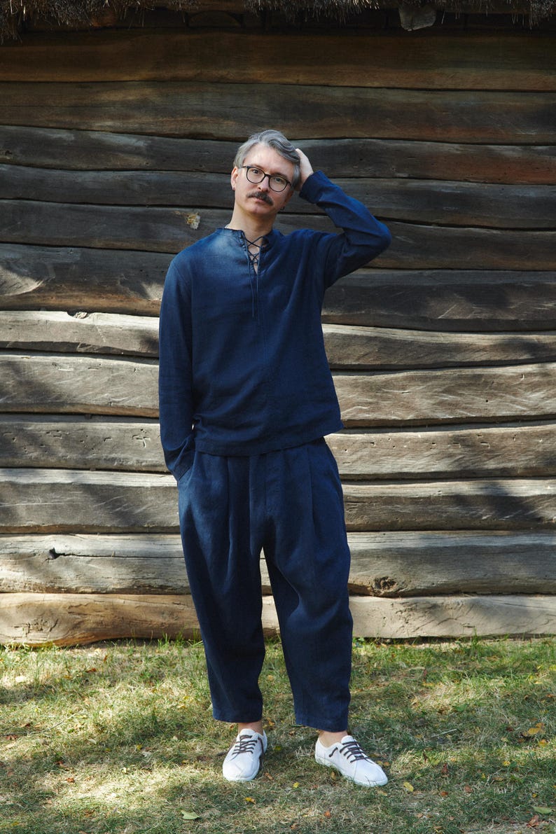 Men's Summer Linen Shirt COLLOMIA. Medieval Style - Contemporary Fit image 4