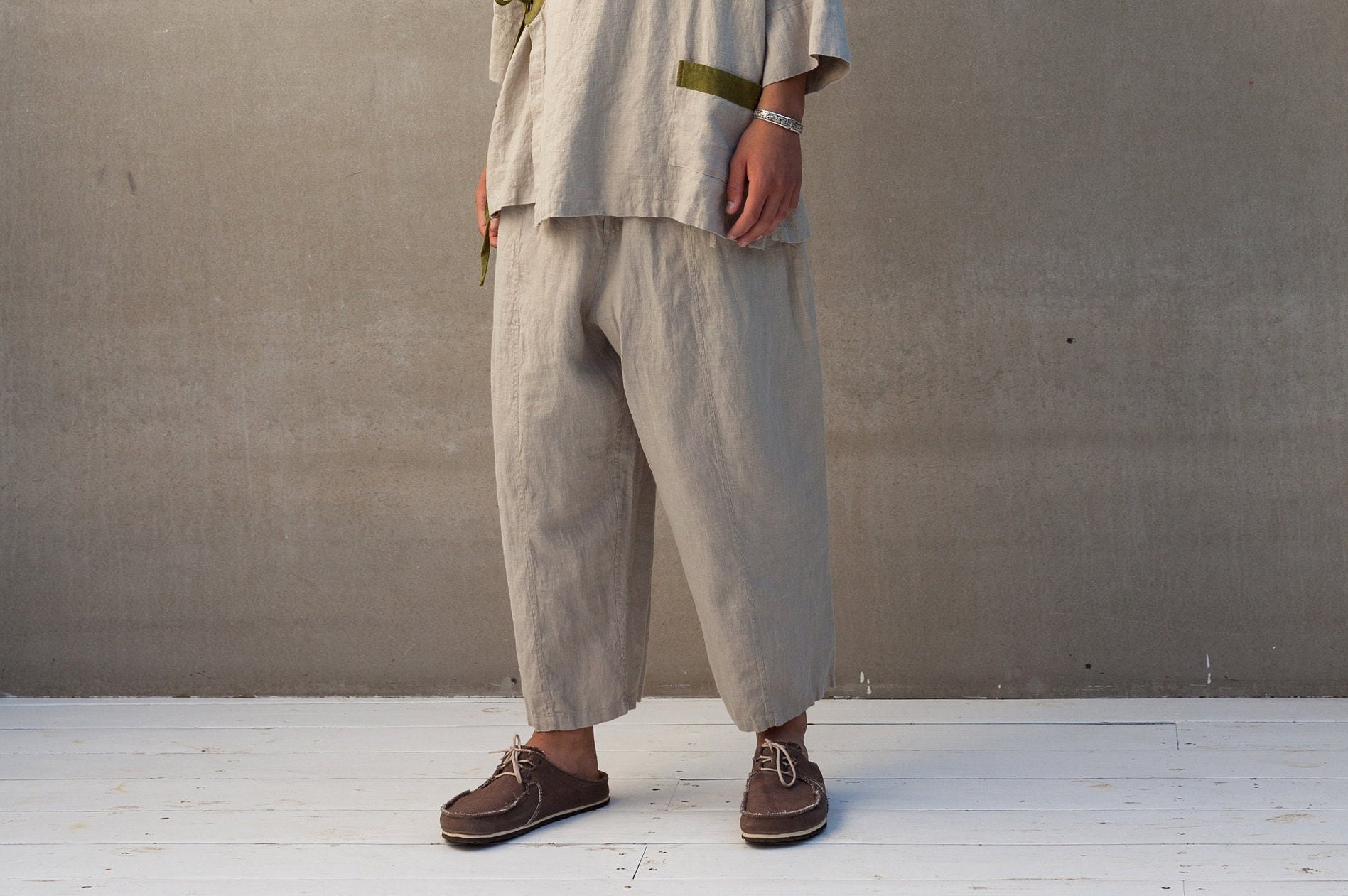 Lenina ♥ LONA linen half pants /追跡付 Oversize linen pants - Etsy Polska