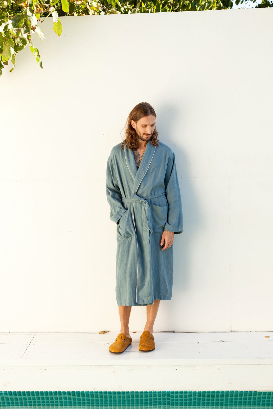 Men's Linen Robe: Lightweight Loungewear Bathrobe - DANDELION - Etsy