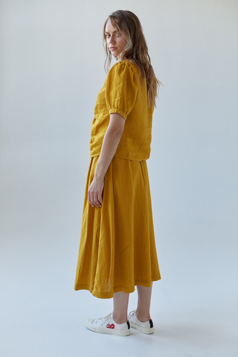 Linen Skirt With Pockets CALENDULA. Linen Midi Skirt. Long Skirt. Summer Skirt image 3