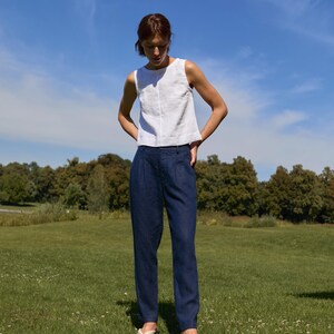 Women’s Business Casual Linen Pants With Zipper Fly