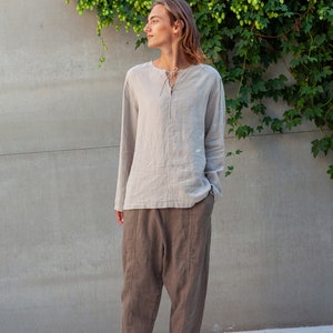 Baggy linen pants