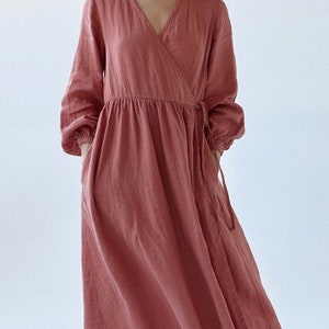 Women’s Linen Wrap Dress PERSEA, 100% Linen Dress