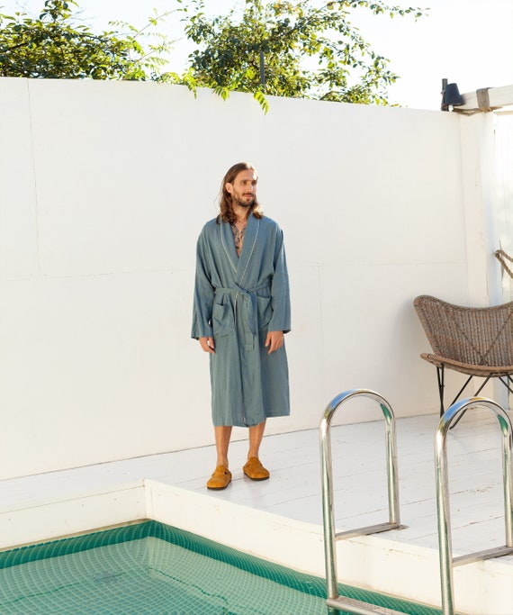 Men's Linen Robe DANDELION Natural Linen Bathrobe for Etsy