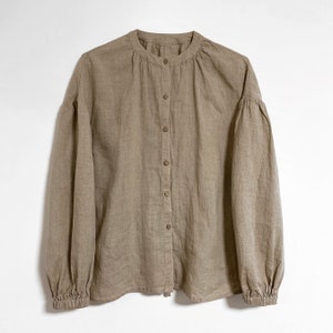 Natural undyed linen shirt CANAVALIA, womens linen blouse