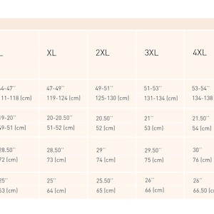 May include: Size chart for a long-sleeved shirt with measurements in inches and centimeters. The chart includes chest, shoulder width, body length, sleeve length, and bottom width. The shirt is called "COLLOMIA shirt".