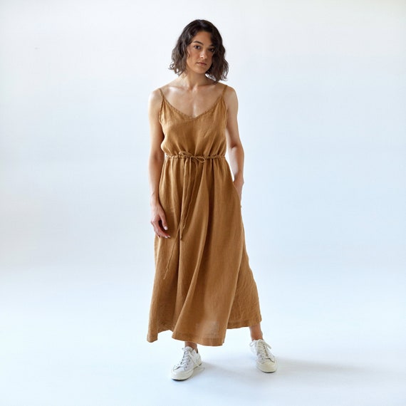 Linen Sundress LUNARIA Summer Linen Dress With Pockets Linen - Etsy