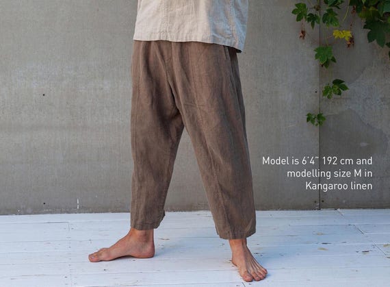 Men's Relaxed Fit Linen Pants COCOS, Summer Trousers, European Washed Linen