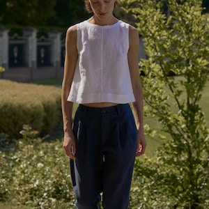 Women’s Business Casual Linen Pants With Zipper Fly