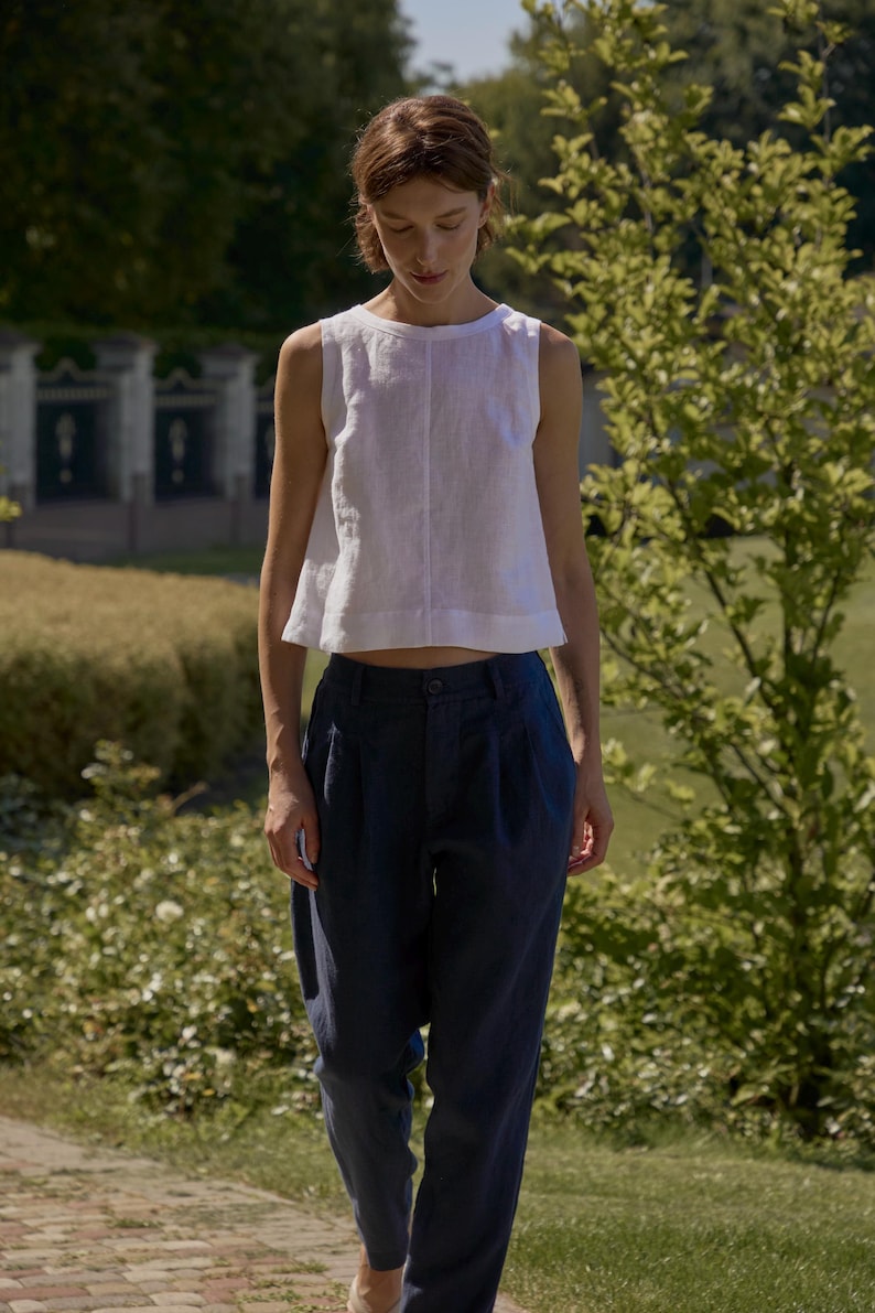 Women’s Business Casual Linen Pants With Zipper Fly