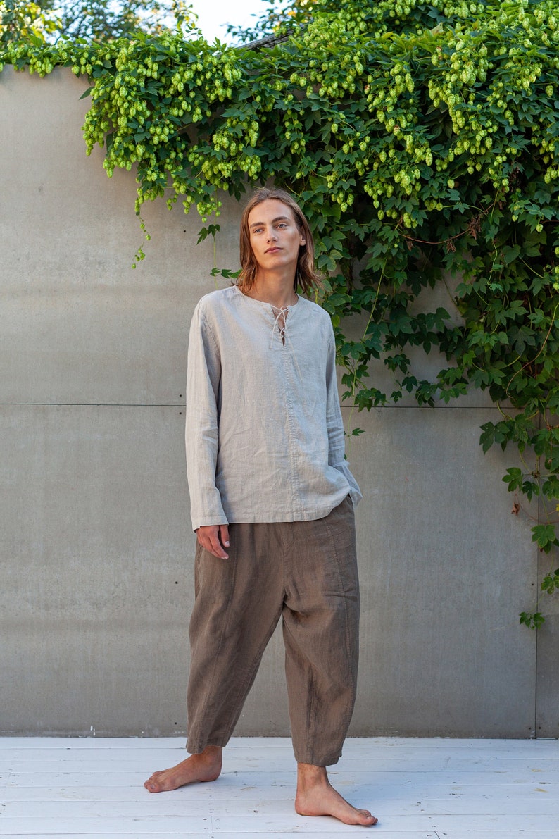 Mens Brown linen pants