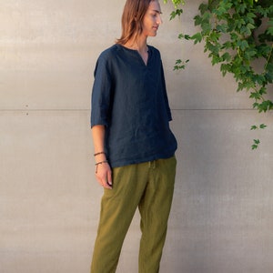 Mens Linen Shirt ALOE, Three Quarter Shirt, Japanese Style Linen Shirt, Japanese Style Linen Shirt image 5