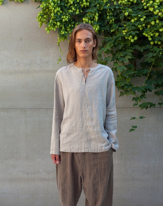 Mens Linen Shirt TARASA, Natural Linen Clothing -  Canada