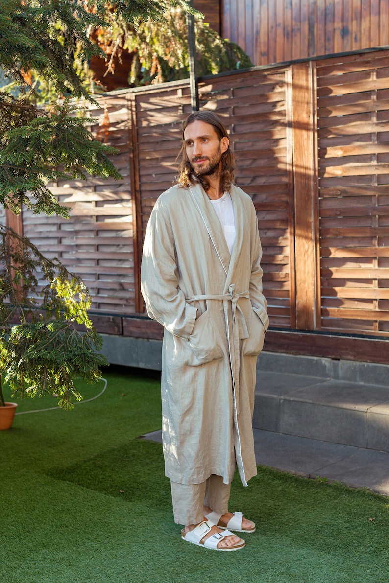 Mens Linen Robe