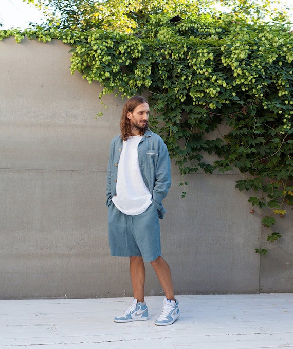 Men's Linen Pajama Set PAPAVER Linen Suit Stonewashed - Etsy