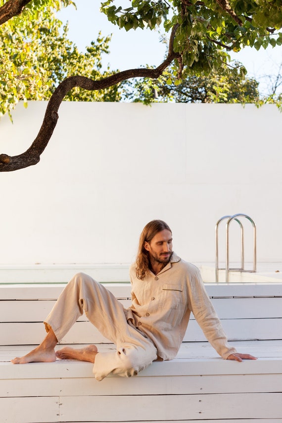 Men's Linen Pyjama Set PAPAVER, Linen Pajama, Mens Loungewear