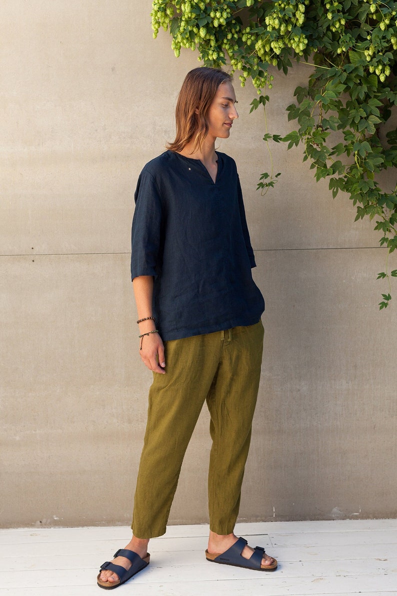 Mens Chino Linen Pants