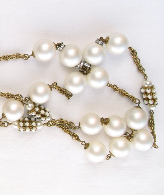Pre-Owned CHANEL Chanel necklace metal fake pearl rhinestone