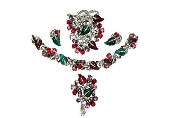 Mazer Floral Fruit Salad Rhinestone Enamel 4 pc Se